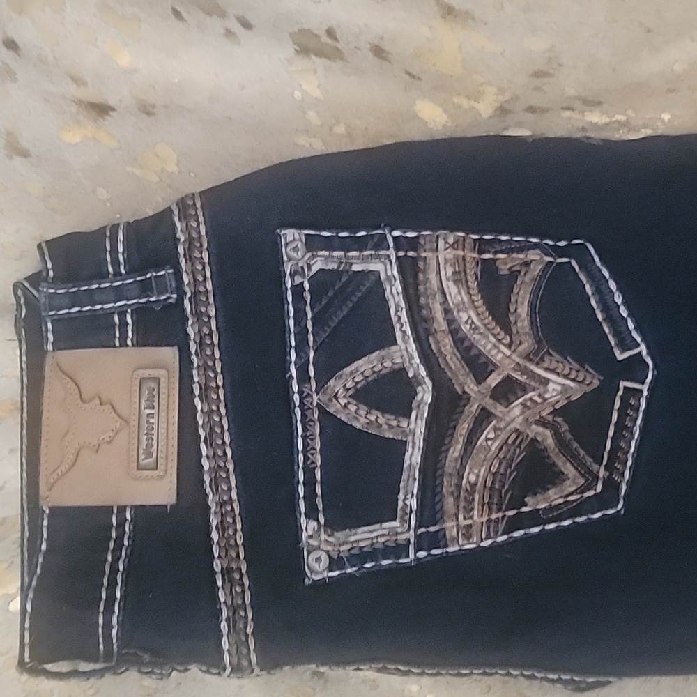 Western blue jeans straight fit
